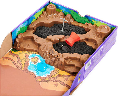 Kinetic Sand, Dino Dig Playset with 10 Hidden Dinosaur Bones, Play Sand Sensory Toys for Kids Aged 6 and up