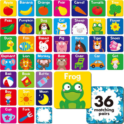 Memory Matching Game, 72 PCS Sight Words Matching Cards for Kids, 36 Pairs Memory Cards, Educational Toy for Children to Learn Sight Words 5+ Years Old