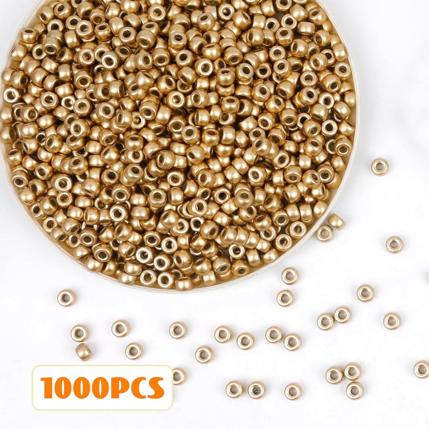 Auvoua 1000Pcs Pony Beads Bracelet 9mm Yellow Plastic Barrel Pony Beads for Necklace,Hair Beads for Braids,Key Chain,Jewelry Making (Yellow)