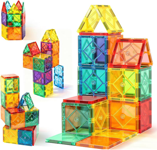 8 Piece Large Square Shape Magnetic Tiles Kids Toys, Magnetic Building Blocks STEM Magnet Building Set Preschool Learning Magnet for Kids Ages 3-5 4-8, Sensory Montessori Toys for 3+ Boys and Girls