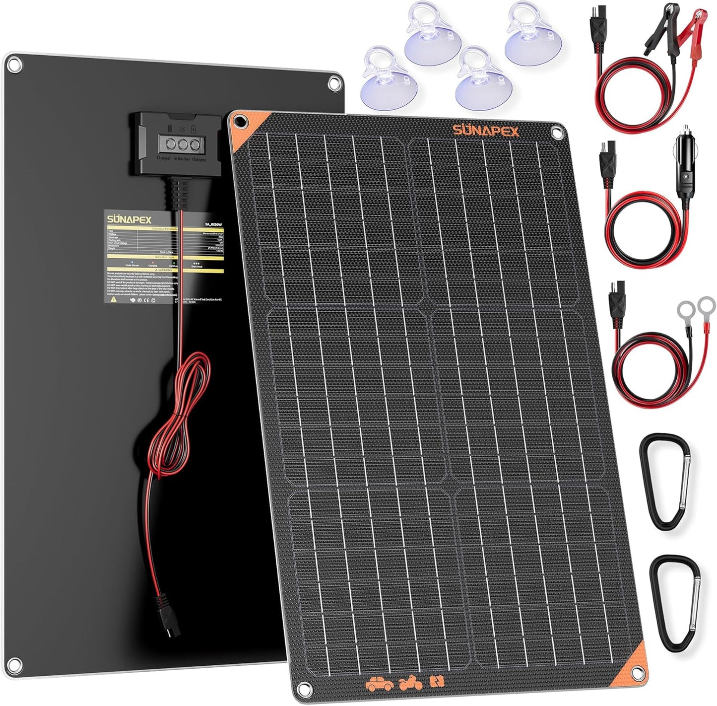 SUNAPEX 12V 10 Watt Solar Trickle Charger Maintainer - Waterproof Solar Powered Battery Charger - Solar Panel Kit Built-in Smart Charge Controller for Car Rv Trailer Truck Boat Automotive Marine