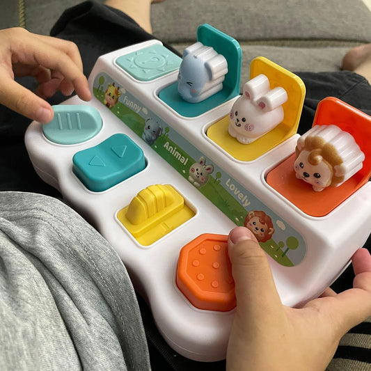 Cause-And-Effect Toys for Babies, educational toys for 1 year old, Developmental Toy With Buttons & Color Sorting Animal, toddlers 2-3, 18 Months kids Pop-Up toys, 6-12 months baby birthday gift.