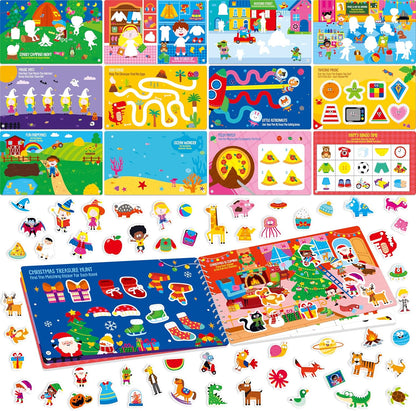 Logic Puzzles Game Pad, 30 Reusable & Erasable Logical Thinking Games-Sudoku, Scavenger Hunt, Math Games, Dry Erase Brain-Boosting Puzzles Activities Pad for Kids, Road Trip, Airplane & Car Travel