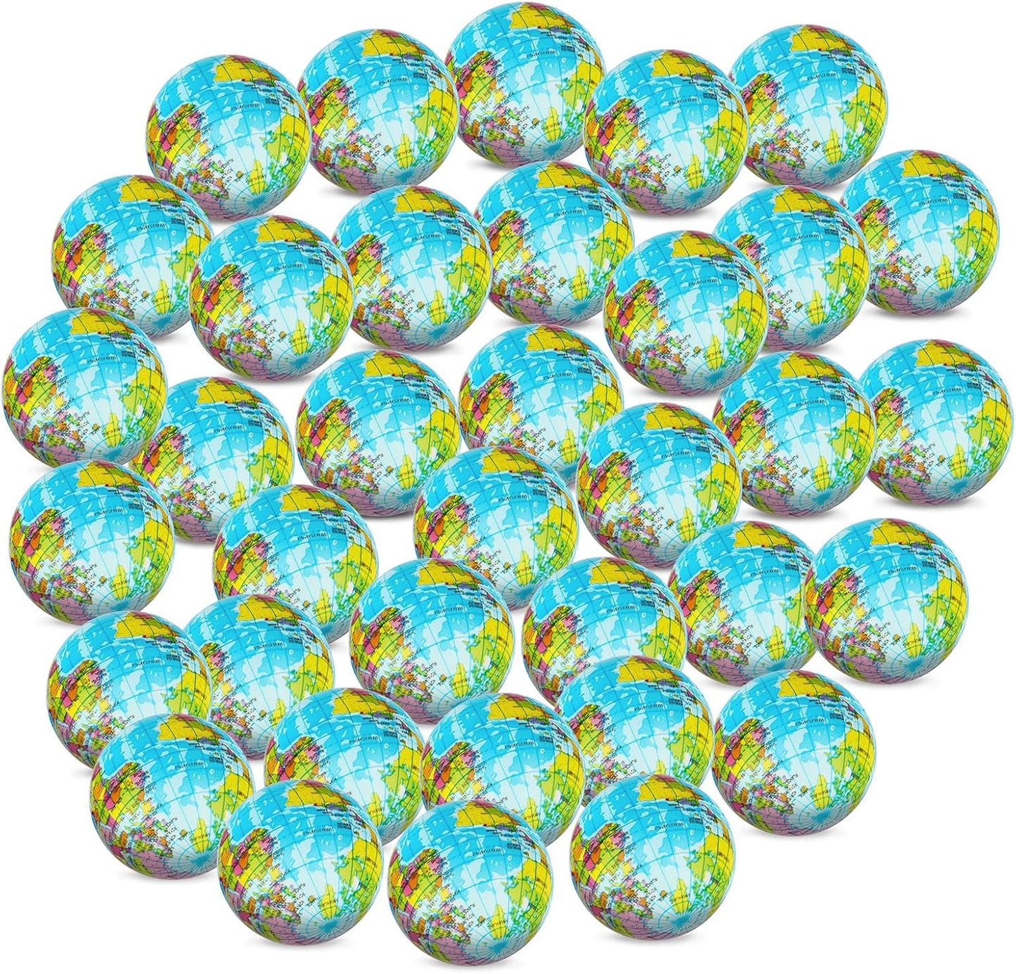 Hooqict Globe Stress Balls 25 Pack Mini Earth Ball Globe Party Favors Small Foam Squeeze Stress Ball for Kids Adults Stress Relief Toy Party Bag Gift Fillers Birthday Favors Classroom Prize