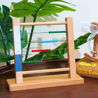 Premium Montessori Small Bead Frame,9.1in Solid Beechwood Math Toy for Ages 5-9, Teaching Aids for Addition Subtraction with Carrying Borrowing, Homeschool & Classroom Educational Gift for Kids