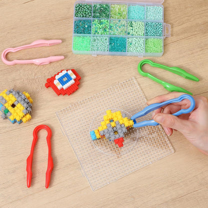 48 Pcs Plastic Tweezers, Fine Motor Easy-Grip Tweezer Small Colorful Beads tweezer Learning Tweezers for Craft DIY, Jewelry Making, Beading Game, Family Activities (1 x 4 inch)