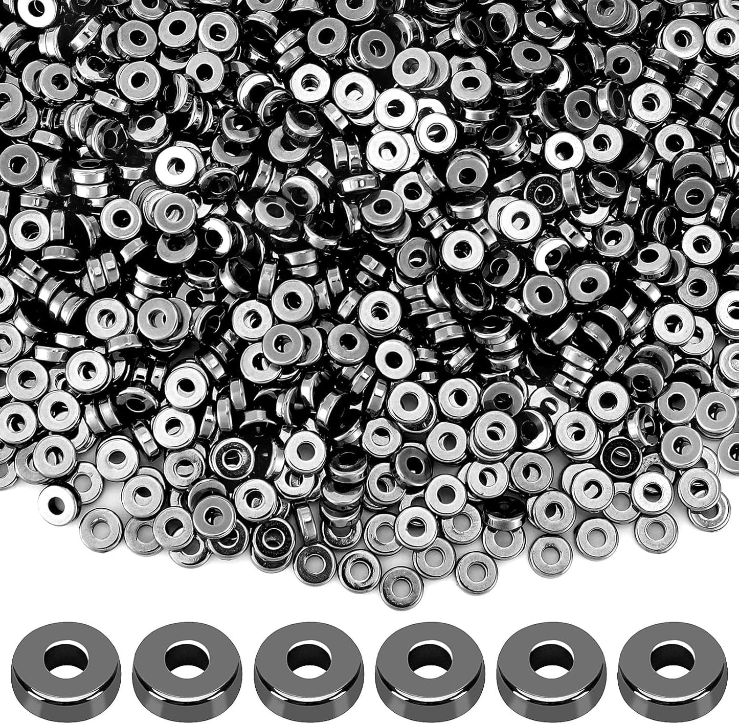1500pcs 6mm Flat Round Spacer Beads Disc Loose Jewelry Making Beads for DIY Bracelet Necklace Earring Craft Supplies, Gold & Silver