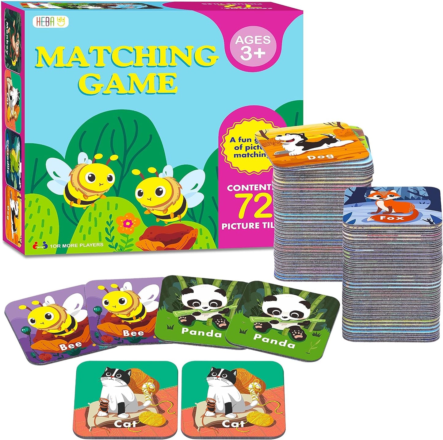 Memory Matching Game, 72 PCS Sight Words Matching Cards for Kids, 36 Pairs Memory Cards, Educational Toy for Children to Learn Sight Words 5+ Years Old