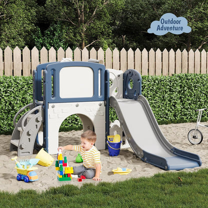 8-in-1 Toddler Slide Playground Set for Indoor & Outdoor Fun – Includes Climber, Basketball Hoop, Telescope, Tunnel, and Storage Space for Kids – Perfect for Backyard & Courtyard Activities
