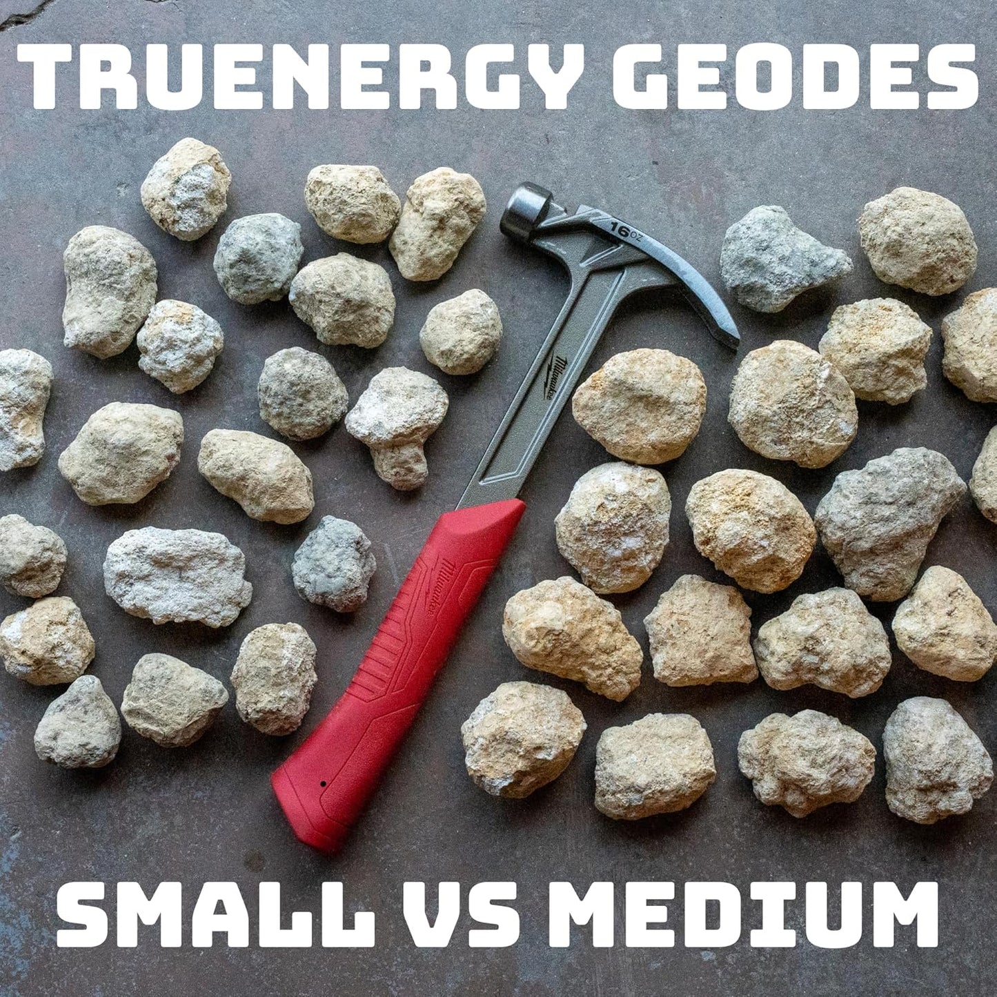 TruEnergy Jumbo Break Your Own Geodes – 2 Massive Natural Crystal Geodes 4.5 to 6.5 Inch, Easy Crack-Open Geology Specimens – Magnifying Glass & Geologist Guide – Gift Ready - [Jumbo]