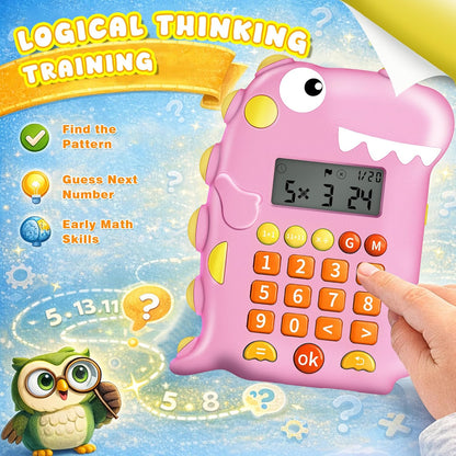 Math Games for Kids Ages 5-12, Portable Kids Calculator Toy, Addition Subtraction Multiplication Division Practice, 4 Logic Modes, 100,000 Questions, Fun Educational Math Toy, Dinosaur Toy for Kids