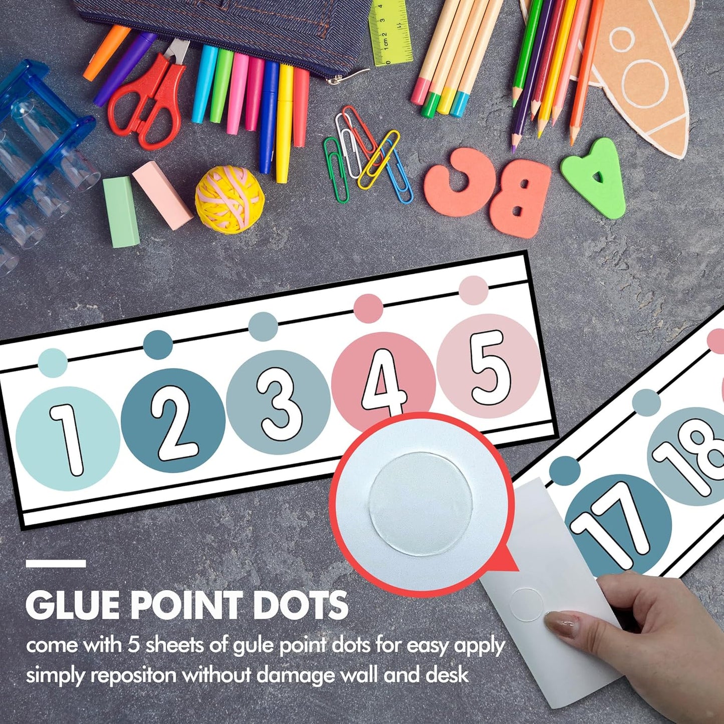 29 Pieces Number Line for Classroom Wall -20 to 120 Number Line Bulletin Board Border Boho Classroom Decorations Math Posters for Teachers