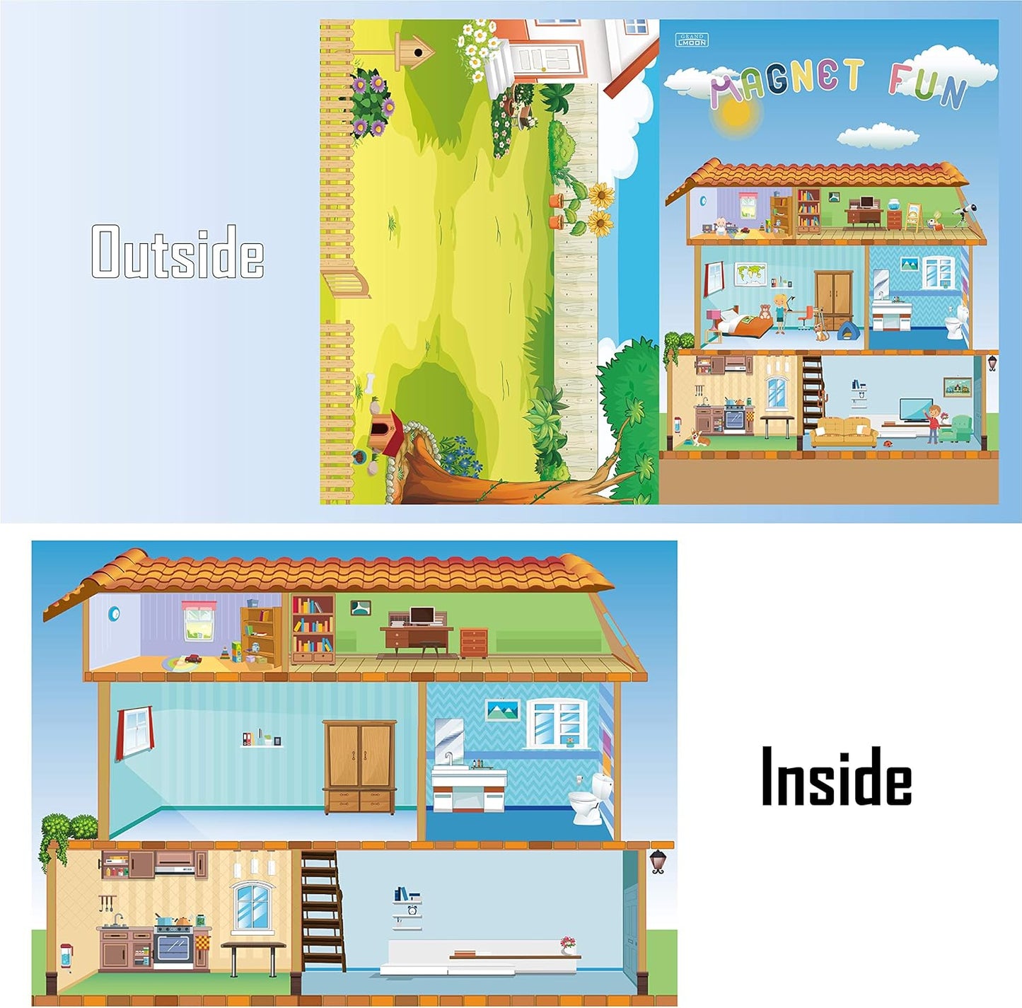 Magnetic Portable Playboard Cute Zoo Ainimal Magnets Create Scene for Learning Travel Toy (51 Pcs)