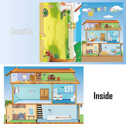 Magnetic Portable Playboard Cute Zoo Ainimal Magnets Create Scene for Learning Travel Toy (51 Pcs)