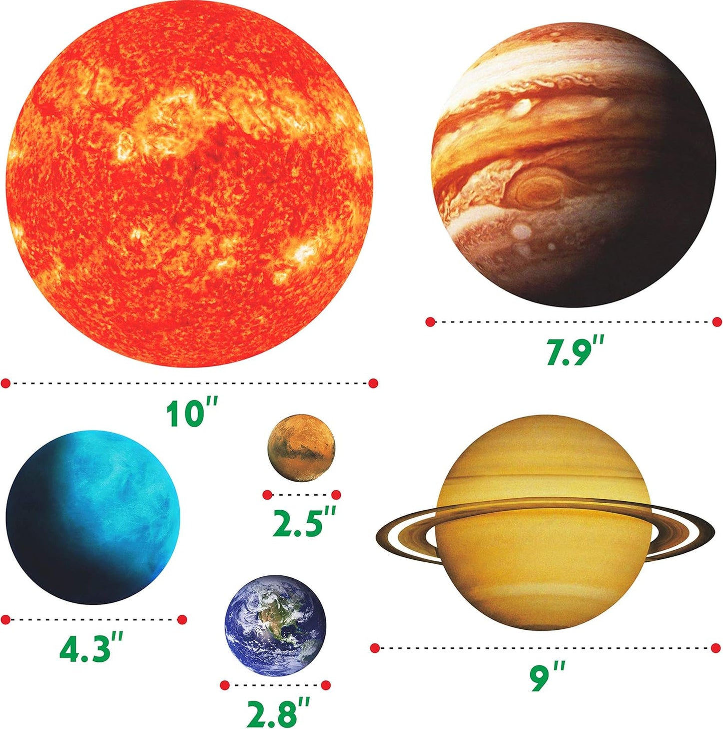 Giant Magnetic Solar System with 12 Individual Briefing Magnets.Perfect for Toddlers and Kids. (24 PCS)