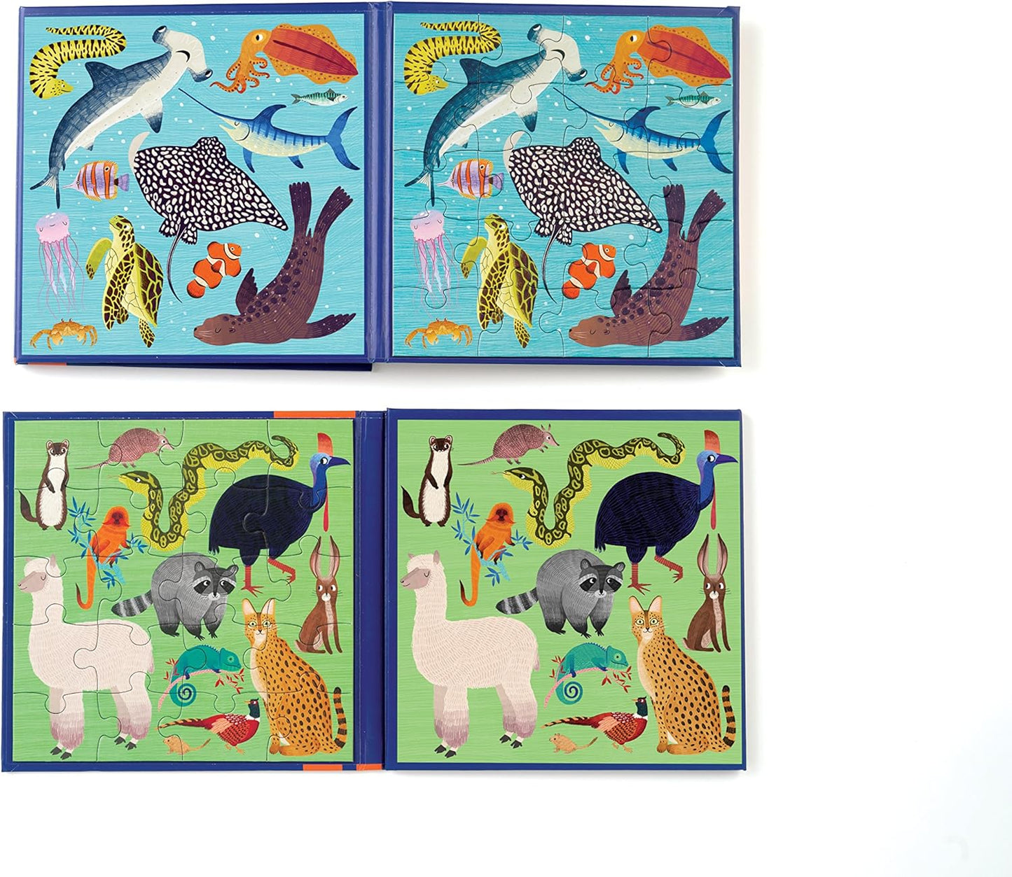 Mudpuppy Depth of The Seas - Tri Fold Magnetic Puzzles Featuring Two 20 Piece Ocean Themed Artwork