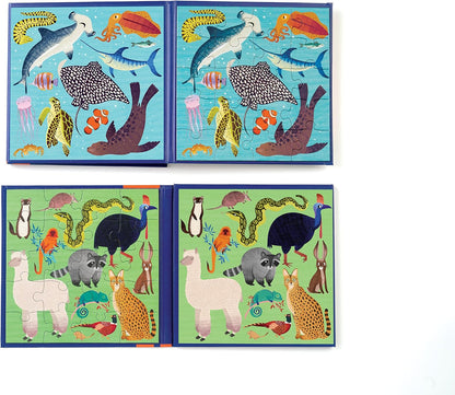 Mudpuppy Depth of The Seas - Tri Fold Magnetic Puzzles Featuring Two 20 Piece Ocean Themed Artwork