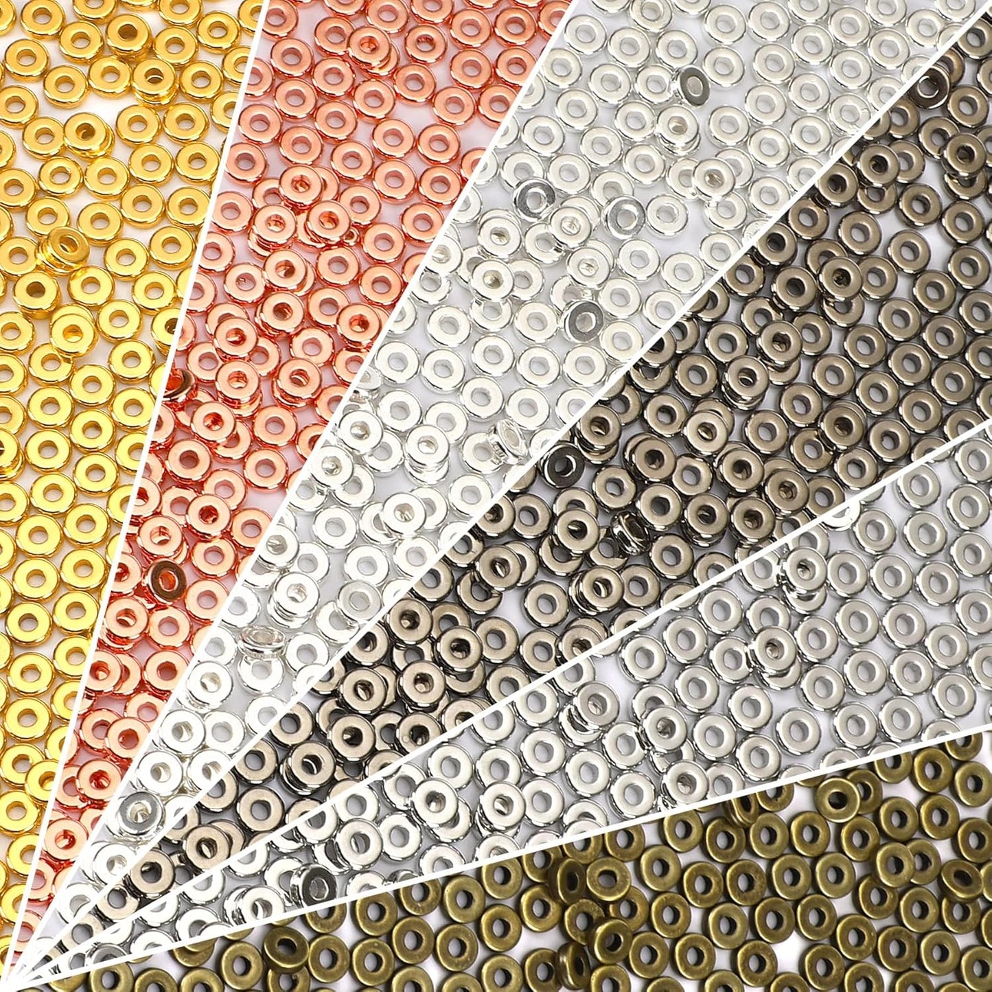 1500pcs 6mm Flat Round Spacer Beads Disc Loose Jewelry Making Beads for DIY Bracelet Necklace Earring Craft Supplies, Gold & Silver