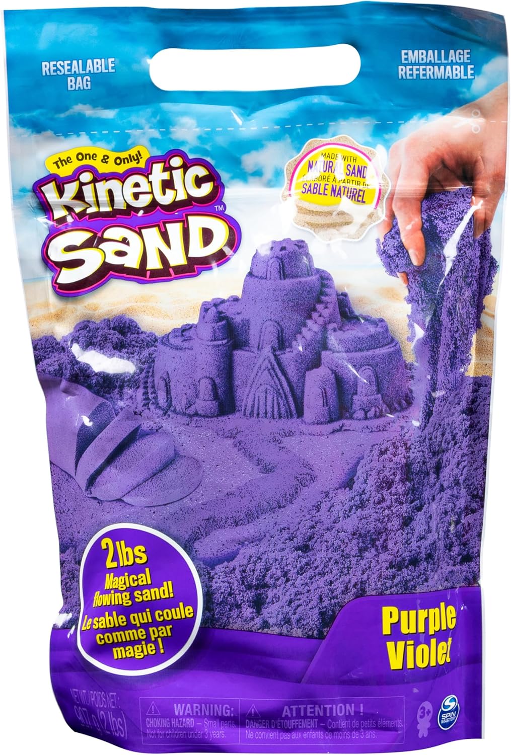 Kinetic Sand, The Original Moldable Sensory Play Sand Toys for Kids, Purple, 2 lb. Resealable Bag, Ages 3+