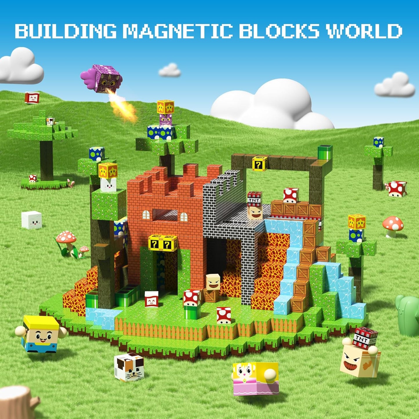 Magnetic Blocks - 150 PCS Magnets Game-Based Building Block for Ages 3,4,5,6,7,8,9,10,11 Kids Birthday Toy Sets Present, Stacking Cubes Construction Gift for Toddlers Boys & Girls, 0.8in