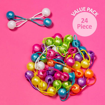 20pc Ponytailers Balls Elastics 18mm Round Opaque Multicolored Twin Beads Bauble Holders Toddler Kids Braiding Styling
