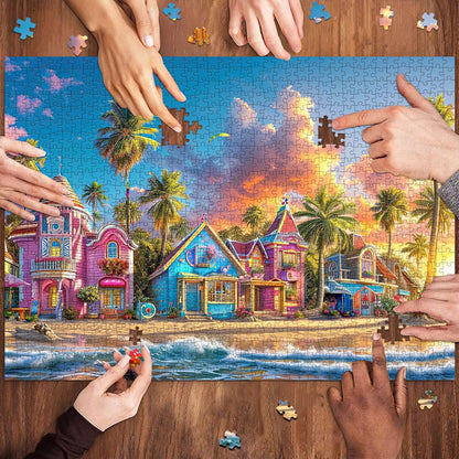 Puzzles for Adults 1000 Pieces,Seaview Campground Jigsaw Puzzle with 1:1 HD Poster, Perfect Interlocking No Dust, Stress Relief Ideal Gift for Family Games