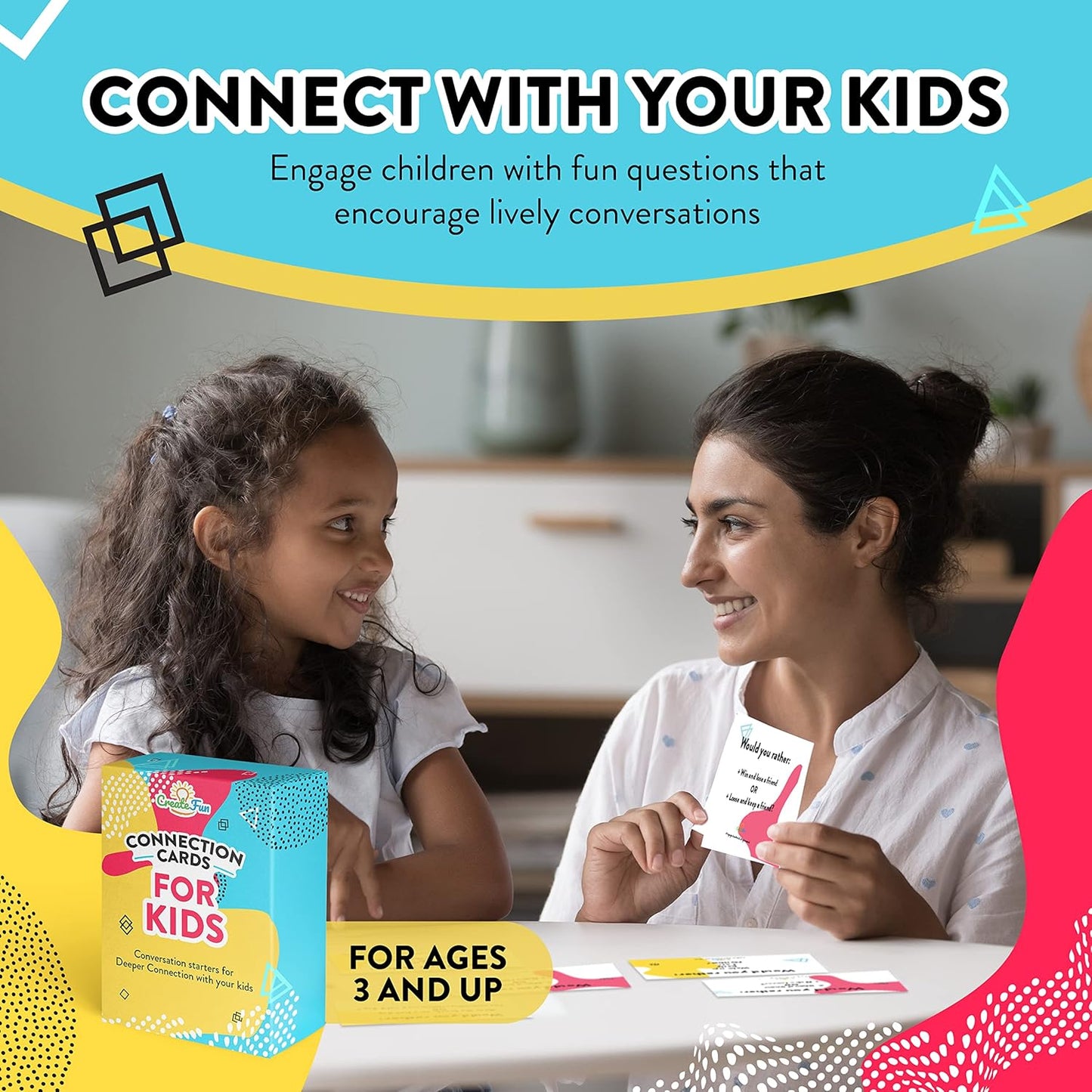 101 Conversation Cards for Kids - Family Question Games for Kids and Adults, Christmas Dinners, Game Nights, Holiday Gatherings & Gifts - Prompts for Confidence, Social Skills & Meaningful Connection