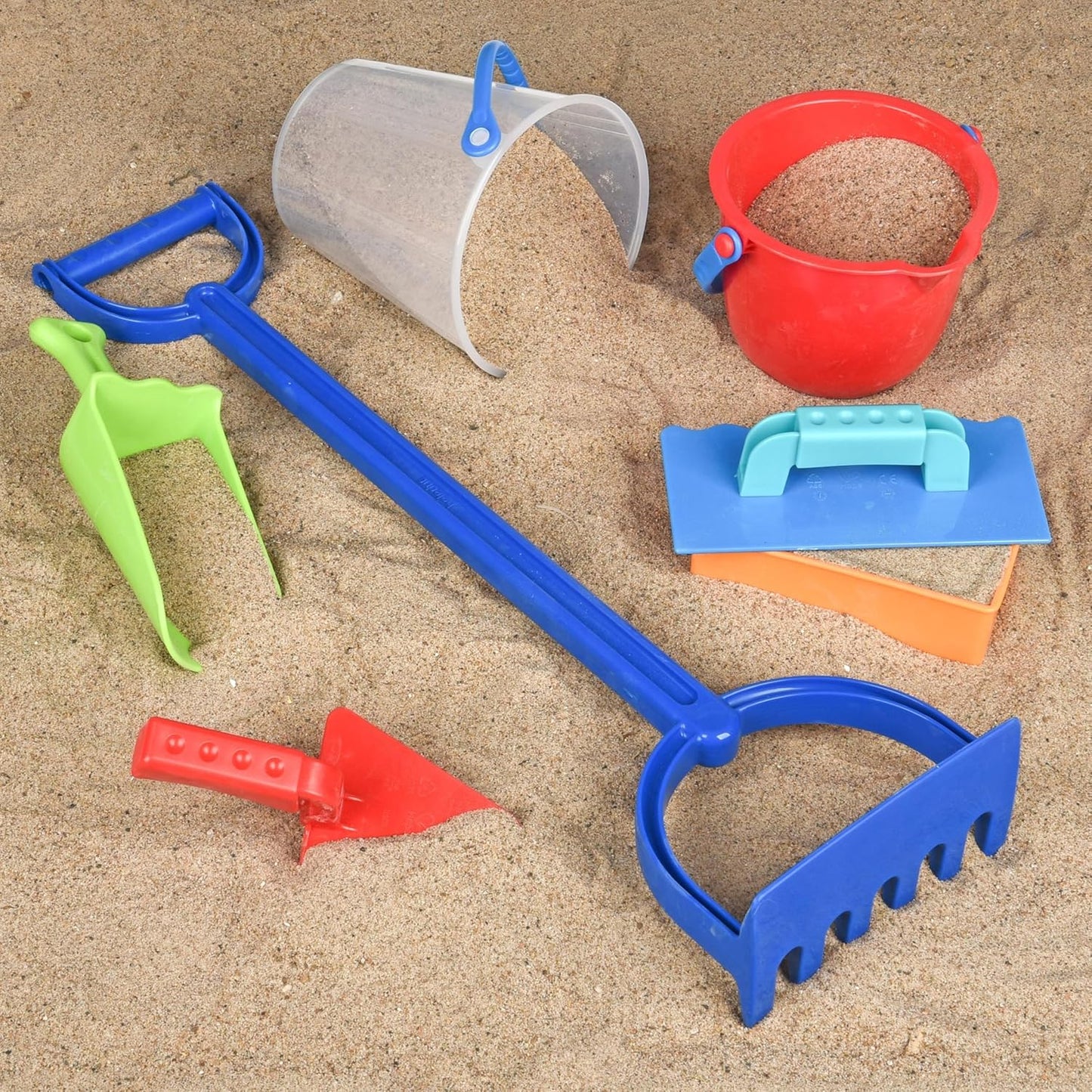 18-Piece Deluxe Sand & Water Play Set – Buckets, Scoops, Spades, Rake & Molds for Sensory Play, STEM Learning & Outdoor or Classroom Use