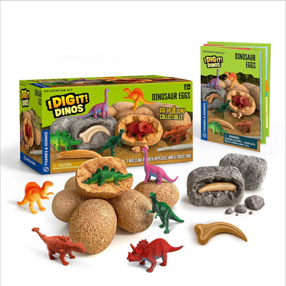 Thames & Kosmos I Dig It! Dinos - Dinosaur Eggs Excavations | 8 Dig-Out Kits, Unearth Dinosaur Figurines, a T. Rex Claw & Tooth Replica, Includes Tools & Guide, Great Birthday Gift for Kids Ages 5+