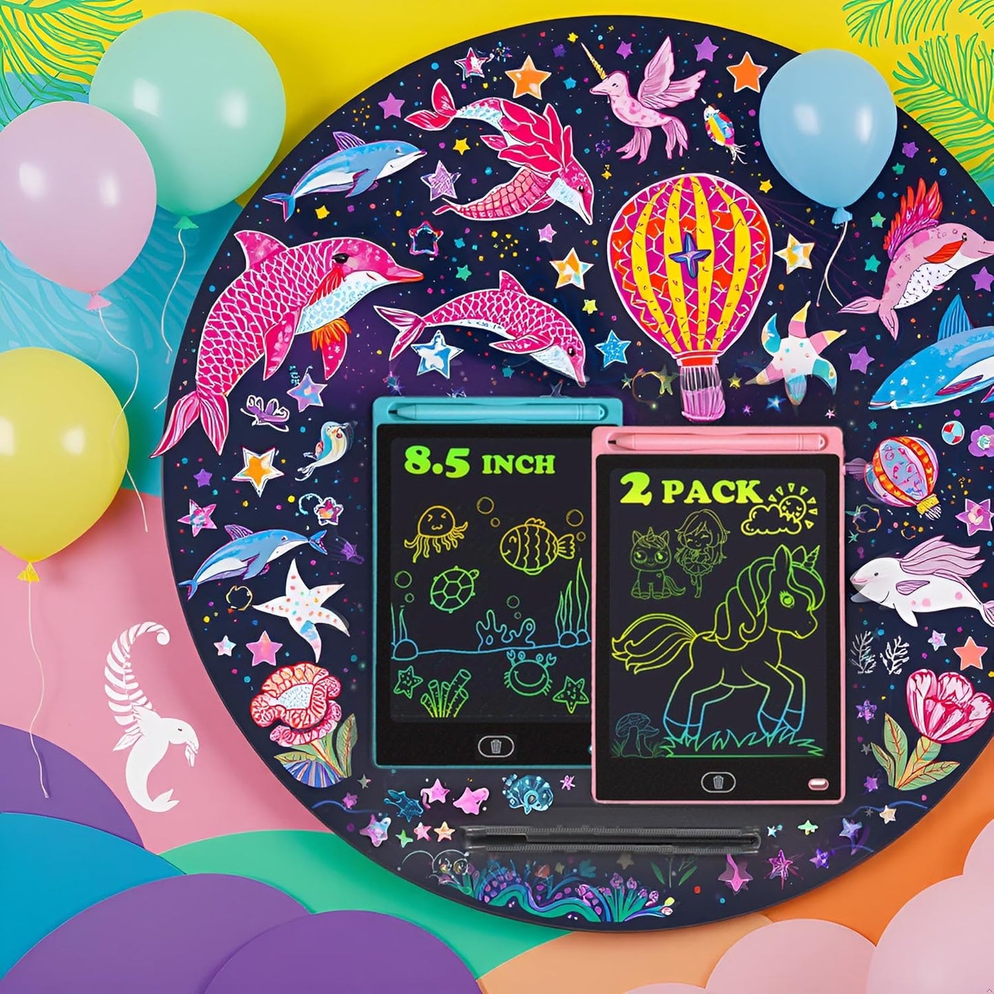 6 Pack LCD Writing Tablet for Kids Toys 8.5 Inch Colorful Doodle Board Bulk, Eye-Protection Drawing Pad Toddler Travel Essentials Toys for 3-8 Year Old Boys Girls, Birthday Xmas Gifts