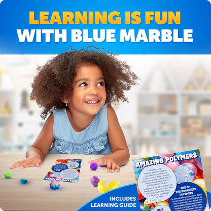 Blue Marble Bouncy Ball Science Kit - Make Up to 45 Glow in The Dark Bouncy Balls for Kids with 6 Colors & 5 Mold Shapes, DIY STEM Projects, Science Kit, Kids Science Projects