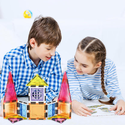 PicassoTiles 101 Piece Magnetic Tile Building Blocks Set with Durable Storage Bag STEM Educational Construction Magnet Toy Kit for Toddlers Preschool Kids Boys Girls Age 3 Plus Indoor Learning PT06