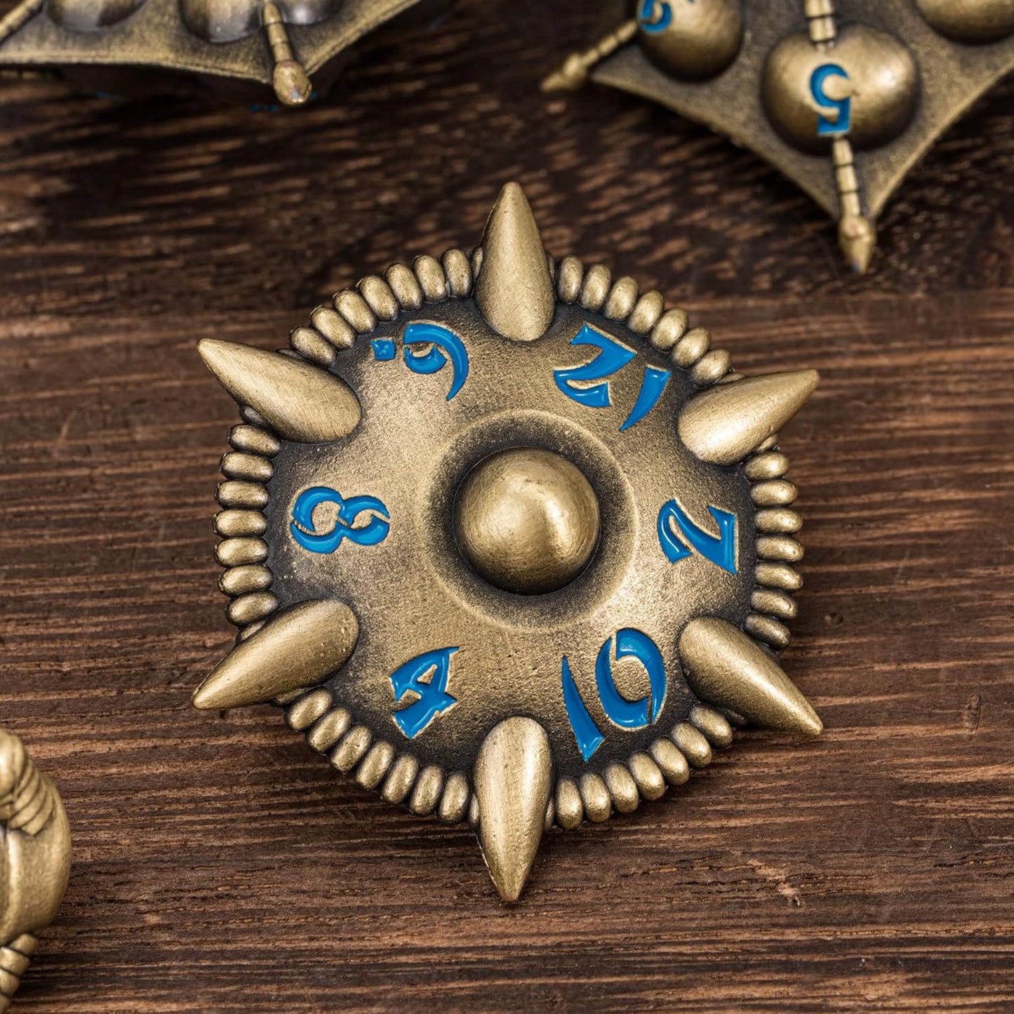 UDIXI Steampunk Metal Dice Set, 7 Die Polyhedral DND Dice Set for D&D Role Playing Game and Math Teaching (Ancient Copper)