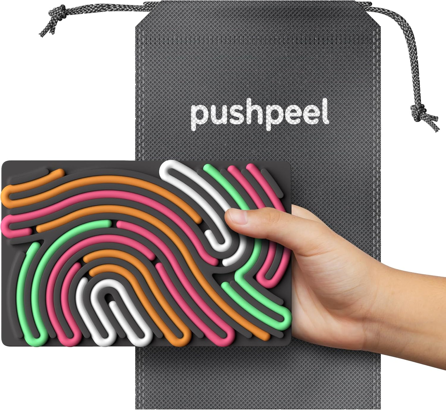 Pushpeel Sensory Activity Board: Silicone Fidget Toy for Calming, Stress, Anxiety, ADHD & Autism | Silent, No Mess | Kids 3+ & Adults | Includes Portable Travel Bag & 11 Strings