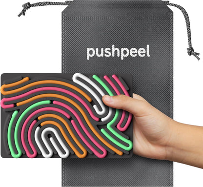 Pushpeel Sensory Activity Board: Silicone Fidget Toy for Calming, Stress, Anxiety, ADHD & Autism | Silent, No Mess | Kids 3+ & Adults | Includes Portable Travel Bag & 11 Strings