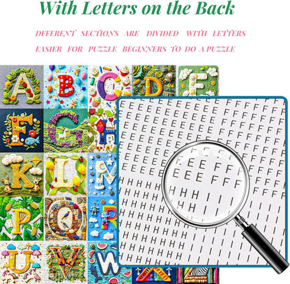 Bgraamiens-NO Y-Patchwork Alphabet Collage Jigsaw Puzzle with NO Y- Funny and Colorful Jigsaw 1000 Pieces for Adults