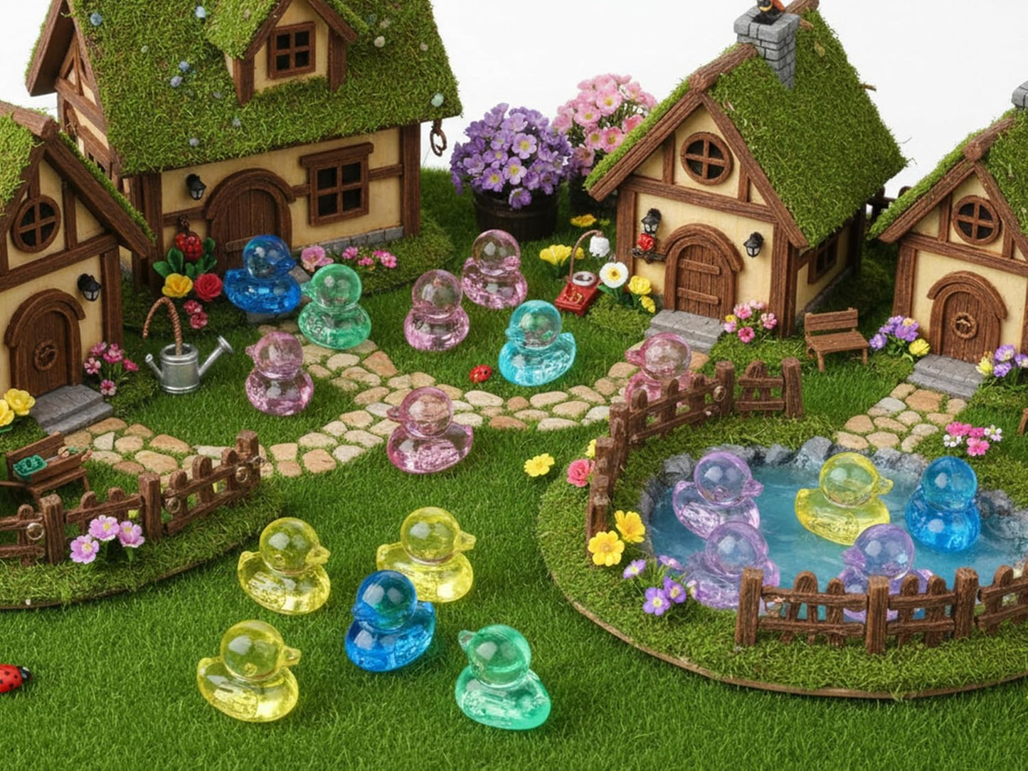 LAIDANLA Mini Resin Bears, Tiny Plastic Animals to Hide Small Bears Bulk for Counting Miniature Landscape Bear Party Favors Gifts Easter Egg Vase Filler Bear Figures Cute Trinkets Desk 200 Pcs