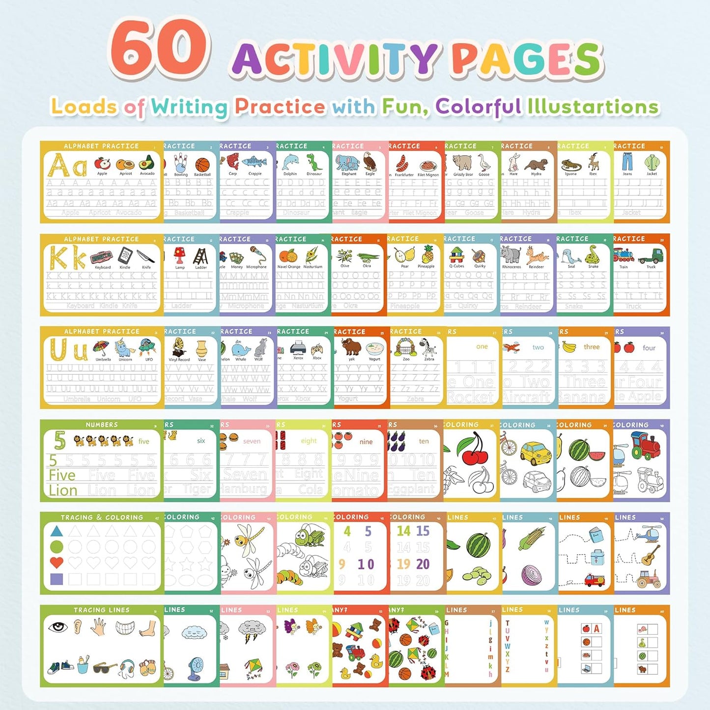 Fabeto Preschool Learning Activities, Letter Tracing Books for Kids Ages 3-5, Writing Practice for Toddler Busy Book, Montessori Educational Workbook for Kindergarten, Autism ABC Learn to Write Toy
