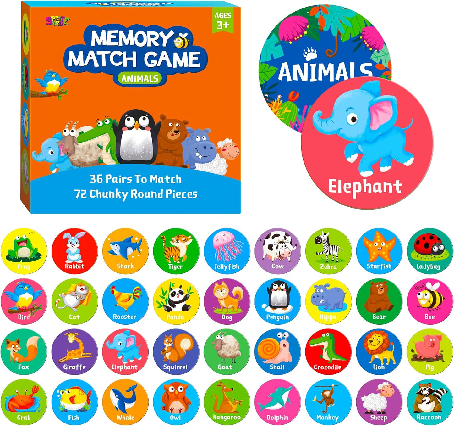 SpriteGru Memory Alphabet Matching Game(26 Pairs of 52 Pieces), Capital Letter Matching Game Cards Educational Toy for Toddlers