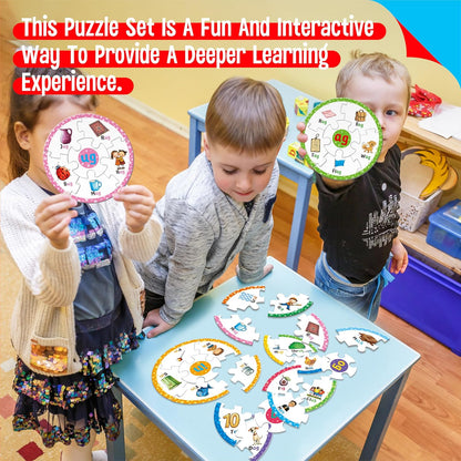 Phonics Puzzles, Short Vowel Sound Blends-30 Phonics & 150 Sight Words, Phonetic Rhyming Game Learn to Read Spell First Word Early Educational Tool for Toddlers, Preschool, Kindergarten, Homeschooling