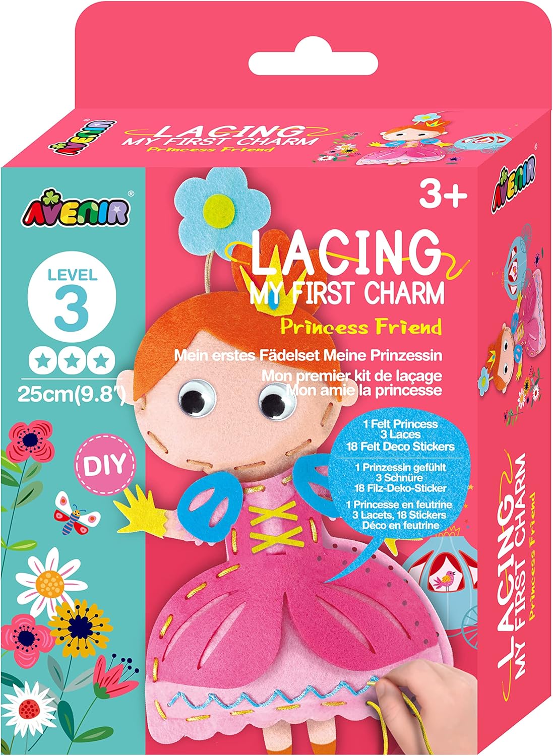 Avenir | My First Lacing | Charm Princess Friends | First Sewing for Ages 3+ | Develop Sewing and Stitching Skills