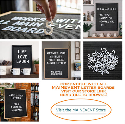Skinny Felt Board Letters Only Set NO BOARD INCLUDED, Rae Inspired Font Farmhouse Decor Accessory, 2 Inch White Plastic Letters Numbers Symbols For Changeable Felt Letter Board Message Bulletin