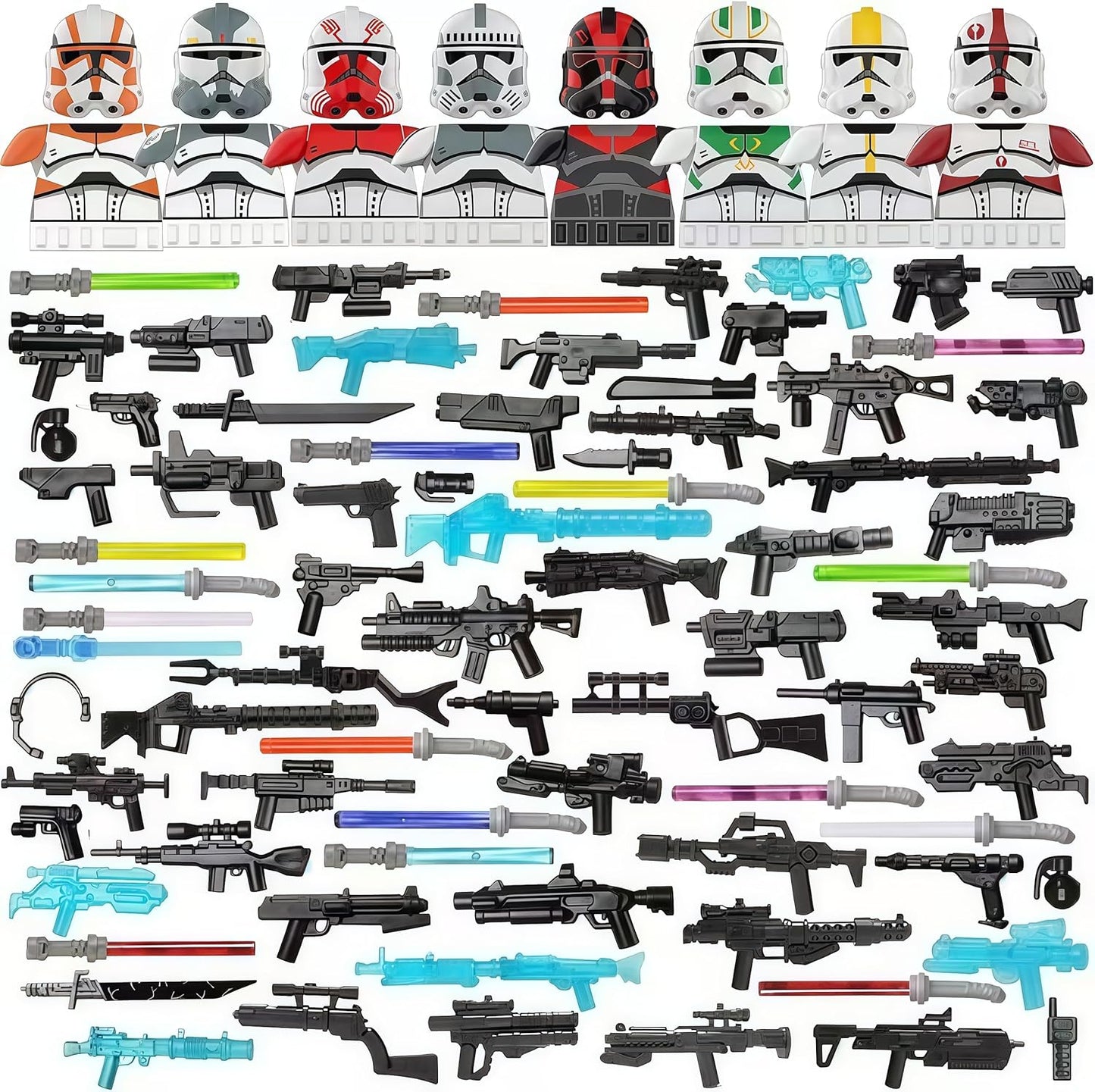 Military Minifigures Weapon Armor Kit for Star War Army Weapons and Accessories Set Compatile with Major Block Brands - 81pcs