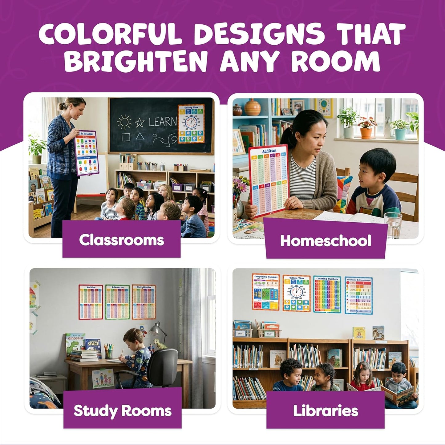 Momo & Nashi United States Map For Kids & World Maps For Kids 2pc Set - 24” x 16” Waterproof Classroom Posters - Childs World Map - Teacher Classroom Must Haves - Homeschool Teacher School Supplies