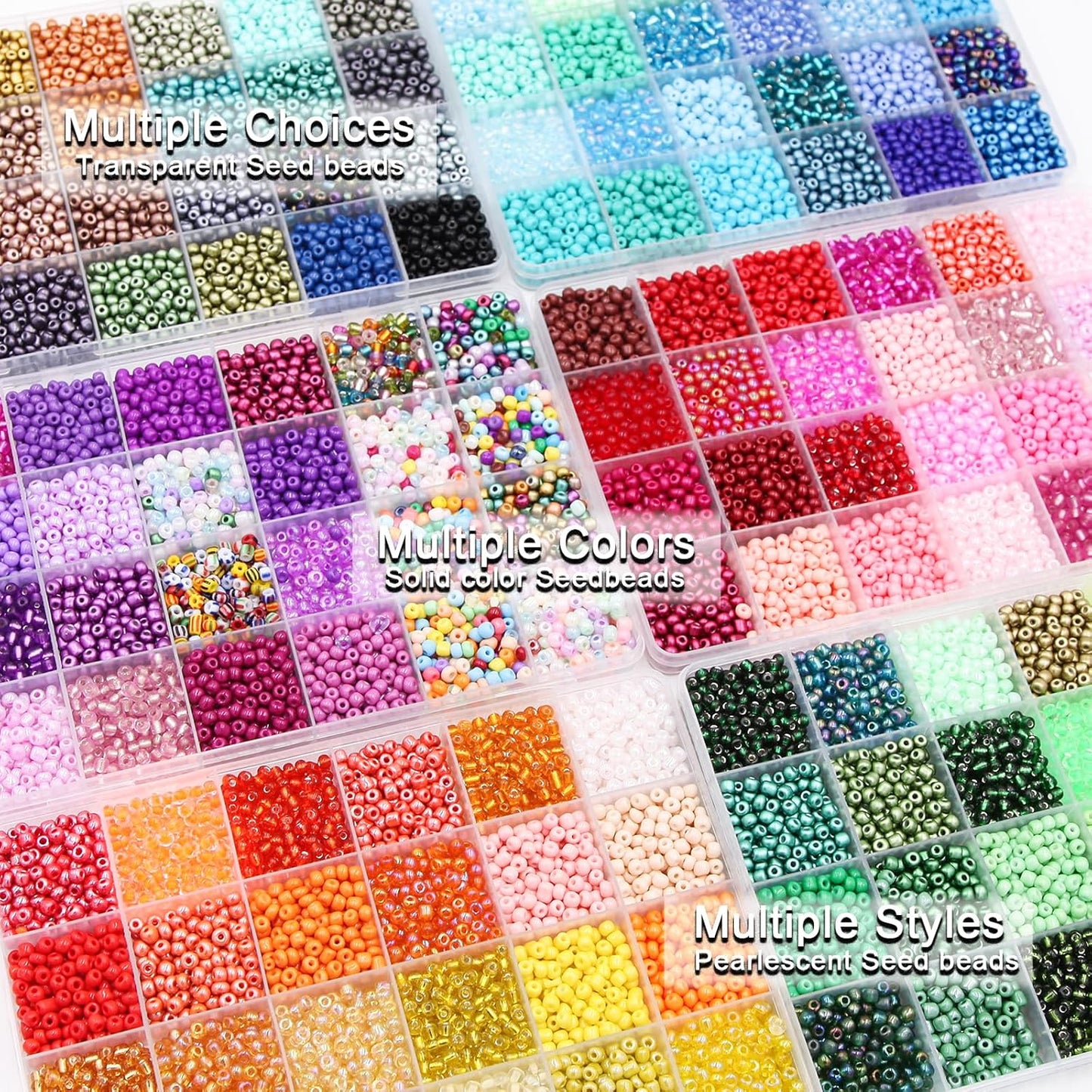 EuTengHao 3mm Glass Seed Beads for Bracelet Making Kit, 8/0 Small Craft Beads for Bracelet Necklaces Crafting Jewelry Making Supplies (36000Pcs,144 Colors)