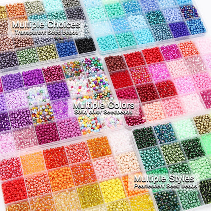 EuTengHao 3mm Glass Seed Beads for Bracelet Making Kit, 8/0 Small Craft Beads for Bracelet Necklaces Crafting Jewelry Making Supplies (36000Pcs,144 Colors)