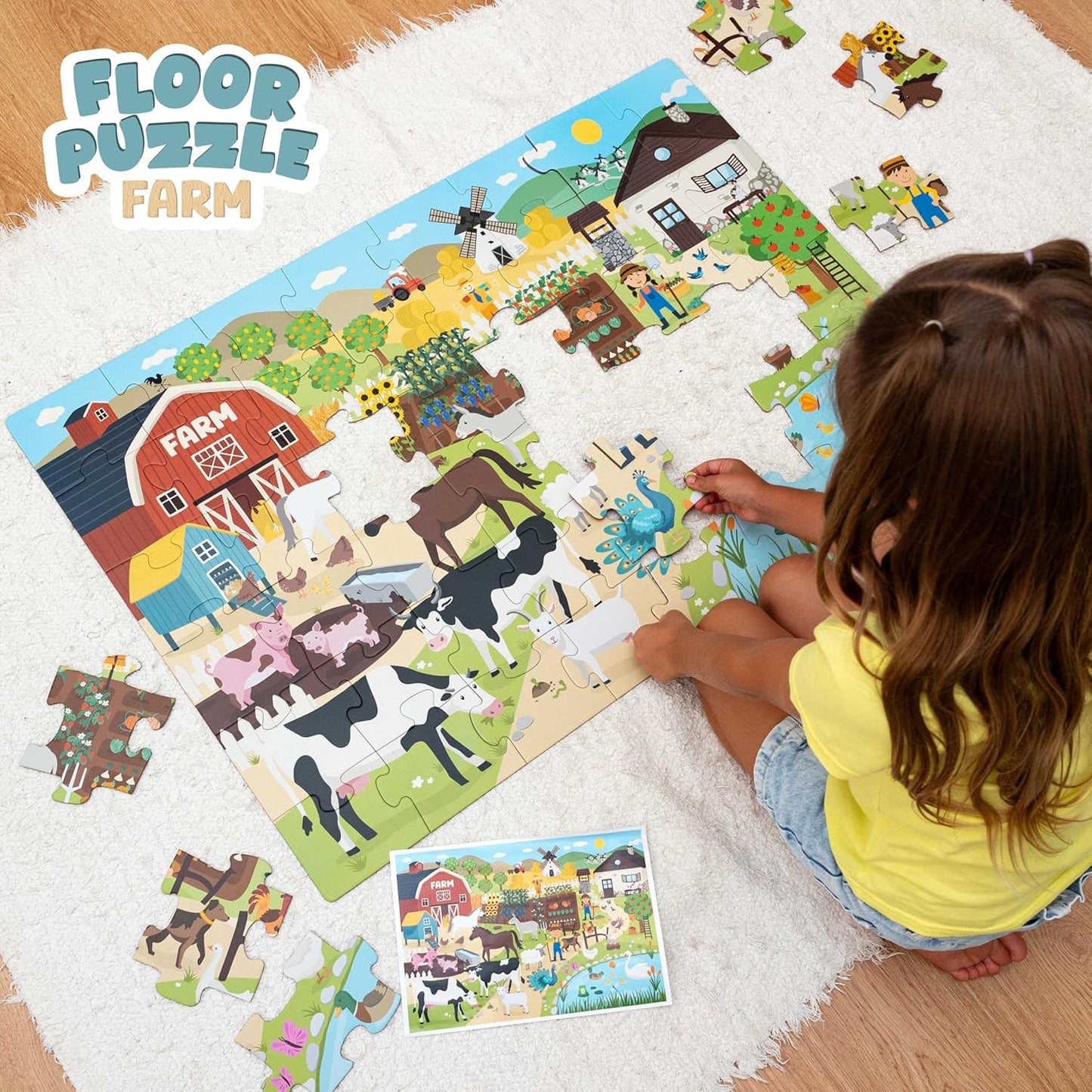 BONNYCO Giant Floor Puzzles for Kids of Jungle Animals with 48 Large Pieces. Safari Jumbo Puzzle 36.2 x 24.4 in, Gifts for Boys and Girls, Educational Kids Toys Ages 2-8