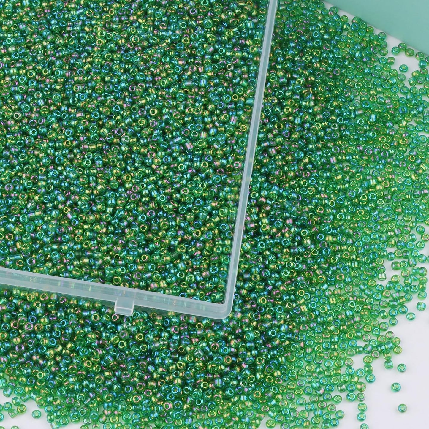 10100 Pcs Size 11/0 Glass Seed Beads, 2 mm Dark Green Small Mini Spacer Loose Pony Beads for Jewelry Making and DIY Crafts - Colors B