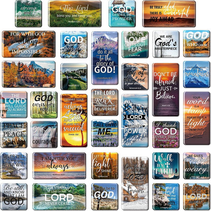 Blosssound 60 Pcs Inspirational Christian Magnets with Bible Verses Religious Refrigerator Magnet Motivational Quotes Fridge Scripture Positive Gifts for Home Office School Locker Decor(Scenery)
