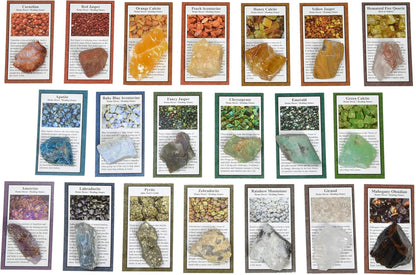 Fantasia Materials: 50 Different Rough Stones with Identification Cards - The Best Starter Rock Collection and Activity Kit Including Stones from Brazil, Madagascar, Mexico, Asia, India and More!